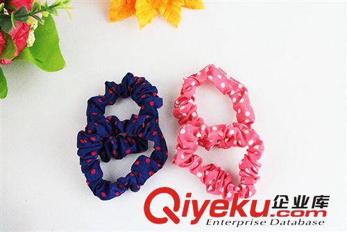 2元店貨源 韓版糖果色波點(diǎn)布藝發(fā)圈發(fā)繩頭繩皮筋 女 義烏飾品批發(fā)原始圖片2