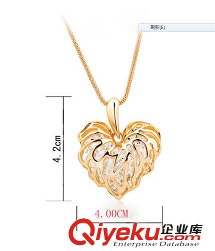 歐美dp 鏤空金色愛心樹葉鋯石毛衣鏈 時尚百搭裝飾項鏈項飾批發(fā)原始圖片3