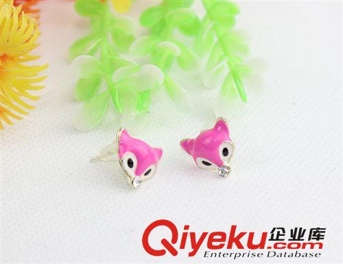 韓國(guó)飾品  多色小狐貍 耳釘 gd耳飾批發(fā) 10元店進(jìn)貨   F101原始圖片2