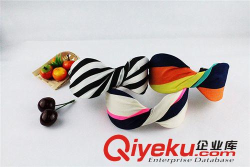 韓國(guó)gd發(fā)飾 熱銷(xiāo)大條紋發(fā)箍 韓版蝴蝶結(jié)布藝頭箍 9元店貨源