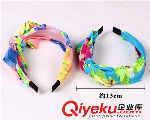 秋冬韓版碎花寬邊頭箍 蝴蝶結發箍 布藝手工發飾 10元店貨源原始圖片3