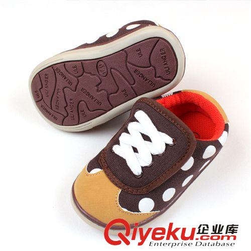 2014秋款童鞋 優(yōu)良兒 品牌童鞋 男圓點(diǎn)潮鞋 魔術(shù)貼帆布軟底學(xué)步鞋原始圖片2