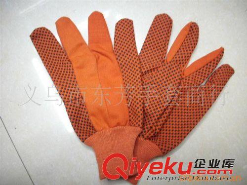 供應(yīng)花園手套勞保用品 黃色帆布點(diǎn)塑手套 量大從優(yōu)原始圖片2