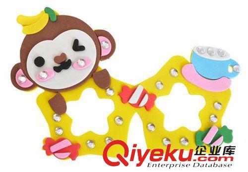 EVA貼畫塑框眼鏡 DIY手工制作 益智兒童玩具 帶亮鉆可佩戴原始圖片2
