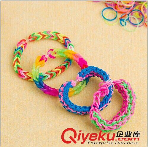 3657韓國時尚彩色橡皮筋diy手鏈 彩色橡皮筋編織手鏈 地攤貨源原始圖片3