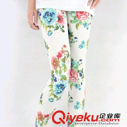 韓版牡丹花打底褲 女秋裝安全薄款七/九分褲 新款緊身打底褲 批發(fā)