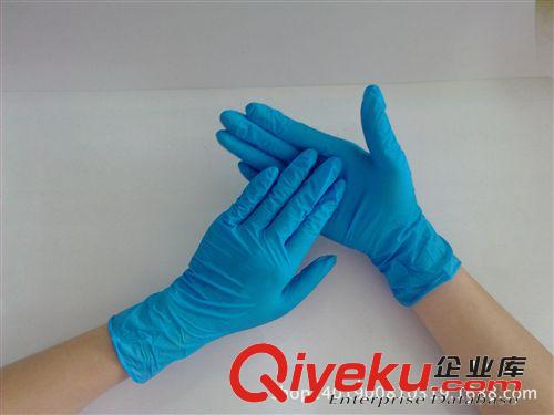 一次性9寸深藍色丁晴手套批發 一次性無粉麻面丁晴手套原始圖片2