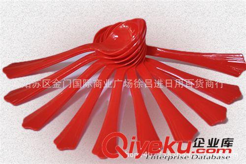 一次性紅色勺子 婚慶用品 婚宴必備 一次性塑料紅勺子 整包批發原始圖片3