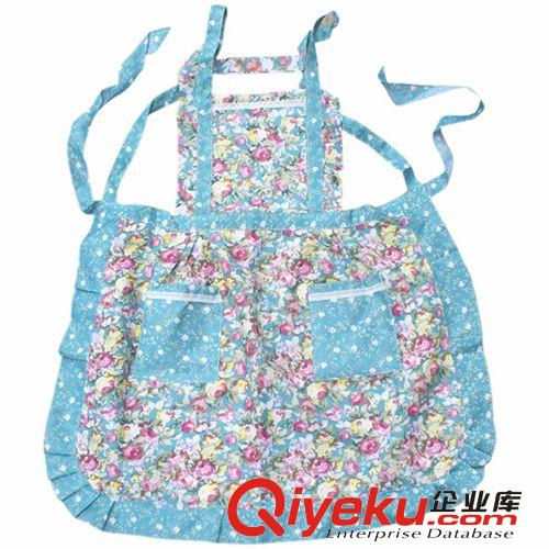 韓版田園碎花無(wú)袖圍裙 全棉可愛(ài)公主圍裙家居罩衣花邊圍裙原始圖片3
