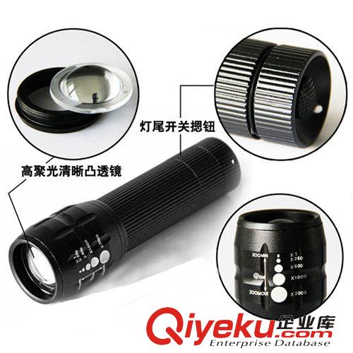 爆款 cree Q5  三檔 強(qiáng)光手電筒加長  伸縮調(diào)焦手電筒7號電池