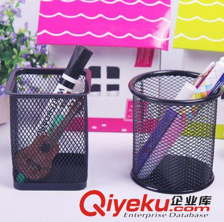 春誠百貨 圓形/方型 筆筒 網格 鐵藝筆筒 收納 60克 i13/14原始圖片2