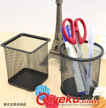 春誠百貨 圓形/方型 筆筒 網格 鐵藝筆筒 收納 60克 i13/14原始圖片3
