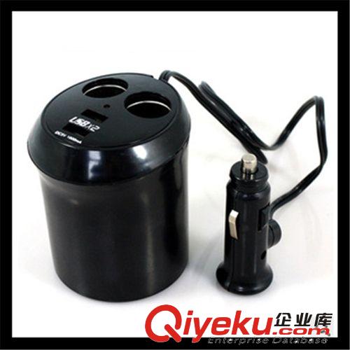 直銷 {wn}車載手機充電器 杯型汽車點煙器 一拖二 一分二 雙USB