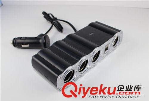 汽車(chē)點(diǎn)煙器 電源分配器 車(chē)載點(diǎn)煙器一拖四 一分四帶USB WF-4008原始圖片3