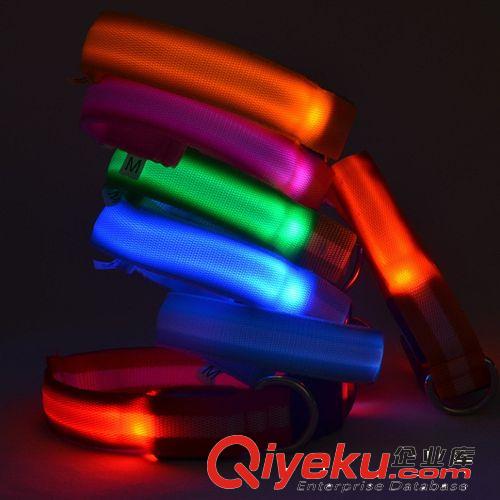 廠家直銷LED 條紋燈帶閃光狗脖 牽引帶寵物項圈廠家采購批發狗圈原始圖片2