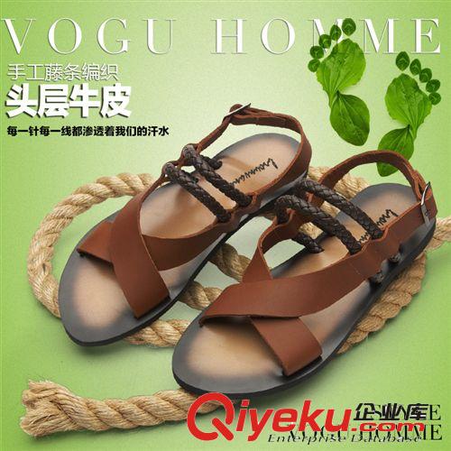 經(jīng)典熱賣款 天天限量購 夏季新品潮流羅馬涼鞋男 牛皮 男士沙灘涼鞋潮真皮原始圖片3