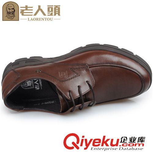 品牌 老人頭 真皮男鞋 男士商務(wù)正裝皮鞋軟底 冬季套腳厚底牛皮皮鞋原始圖片3