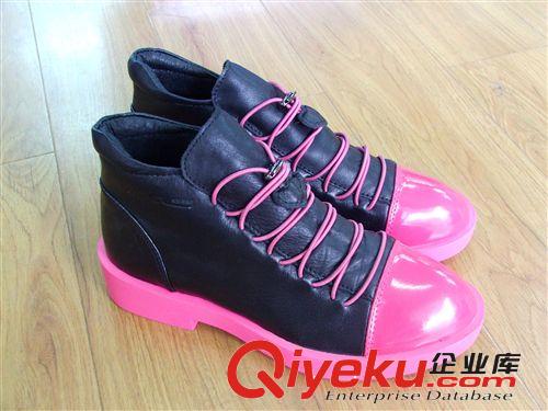 女款休閑鞋 2014手工原創zp女靴英倫學院風女靴復古馬丁靴撞色休閑平底靴