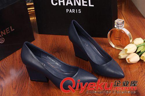 單鞋 2014{zx1}款歐美軟牛皮坡跟女鞋尖頭包腳高跟鞋淺口單鞋  33原始圖片2