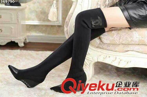 長(zhǎng)靴 2014秋冬新款長(zhǎng)靴女式過(guò)膝靴長(zhǎng)筒靴粗跟彈力靴高筒裸靴女靴 347