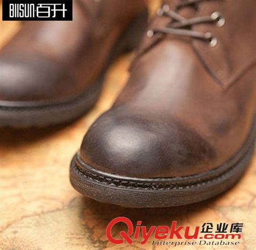 庫存告急不補 2014新款男鞋高幫鞋時尚休閑百搭男鞋英倫皮靴手工打蠟全牛皮男靴原始圖片2
