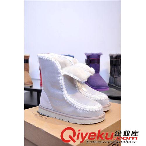 雪地靴 歐洲站2014閃皮甜美羊皮毛一體雪地靴女棉靴純色羊毛靴原始圖片2