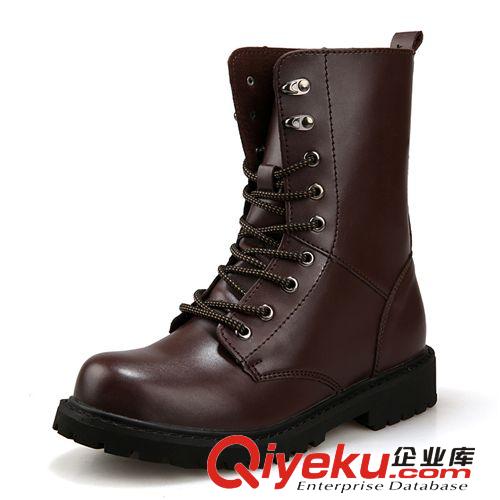 單靴 男士馬丁靴男 高筒大碼機車zp 拼接系帶 男士休閑高幫清倉tj原始圖片2