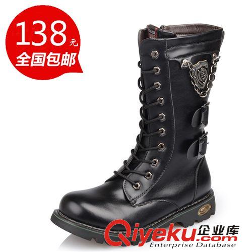 男士靴軍靴 秋冬季男士皮靴軍靴高筒長靴馬丁靴英倫朋克韓版潮男靴子一件代發