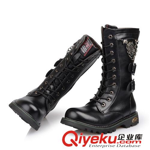 男士靴軍靴 批發(fā)秋冬季韓版潮流男靴子男士真皮馬丁靴男軍靴中筒復(fù)古保暖皮靴原始圖片3
