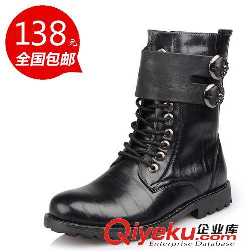 男士靴軍靴 秋冬季男士皮靴軍靴高筒長靴馬丁靴英倫朋克韓版潮男靴子一件代發