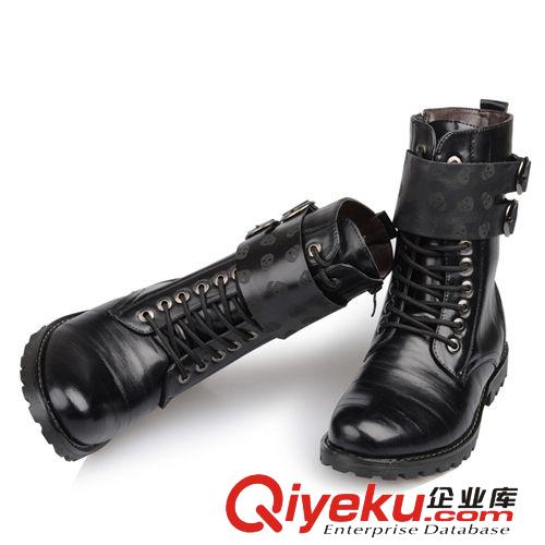 男士靴軍靴 批發韓版英倫潮流男靴子馬丁靴軍靴男皮靴時尚牛皮戶外高幫中筒靴原始圖片3