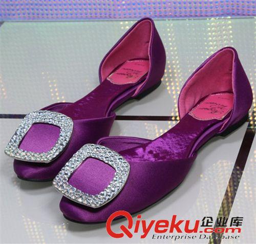 2014春季女單鞋 2013新款嗆口RV方扣水鉆平底綢緞面韓版低幫女單鞋 小辣椒女鞋原始圖片3