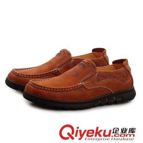 臺(tái)灣駱駝專區(qū) 臺(tái)灣駱駝2014新款壓花真皮休閑男鞋單鞋  透氣松緊時(shí)尚套腳男鞋原始圖片2
