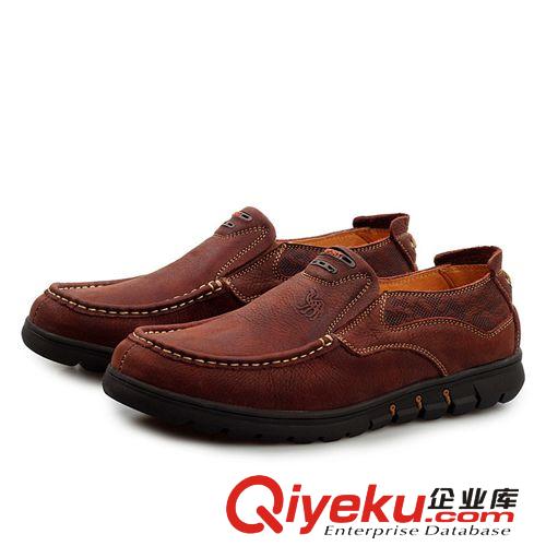 臺(tái)灣駱駝專區(qū) 臺(tái)灣駱駝2014新款壓花真皮休閑男鞋單鞋  透氣松緊時(shí)尚套腳男鞋原始圖片3