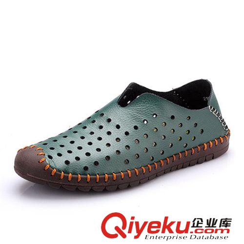 夏洞洞鞋 外貿(mào)原單zp時尚牛皮透氣夏季手工zp男鞋涼鞋低幫鞋新款男鞋