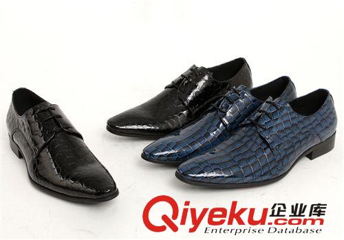2014年 新款的 帥氣蛇皮塊皮鞋男系帶尖頭皮鞋男全牛皮男鞋正裝皮鞋靚麗炫色男鞋原始圖片3