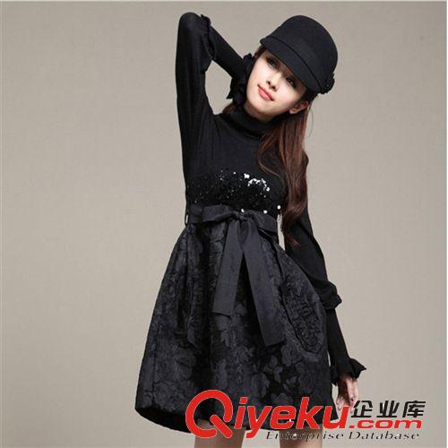 10月24日新款卓*雅專區(qū) 同款卓雅專柜2014秋裝針織拼接印花長袖連衣裙