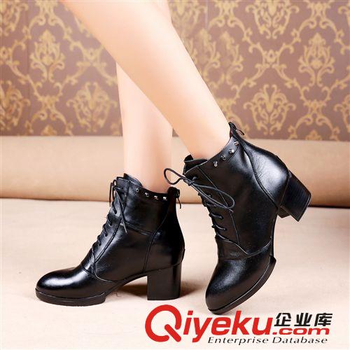 4期新款歐美鞋區(qū) 秋冬{zx1}款時尚鉚釘復古歐美風格尖頭防水臺騎士靴防水臺zp女靴原始圖片2
