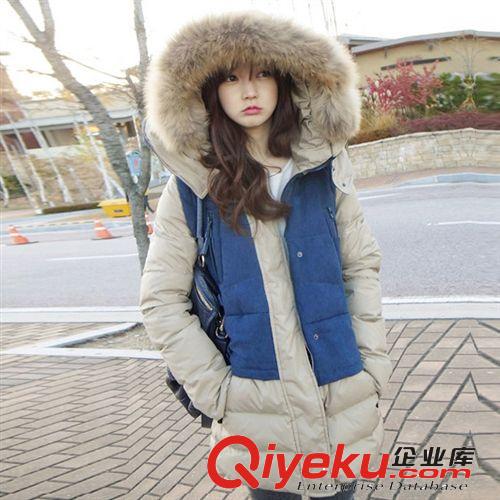 第1期新款羽絨服 2014新款冬裝迷彩羽絨服女中長款加厚大毛領羽絨衣歐洲站廠家zp