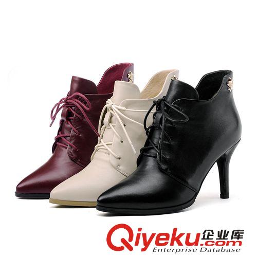 10月1期短靴 2014年秋冬季裸靴新款潮單靴女式zp短靴歐美細(xì)跟馬丁靴女鞋原始圖片3