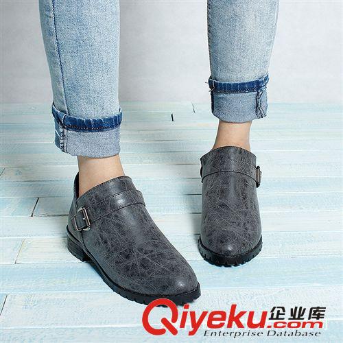 10月5期L家鞋區 2014秋新款中跟粗跟短靴女裸靴圓頭復古擦色英倫單靴馬丁靴LV短靴原始圖片2