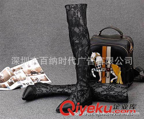 10月6期鞋區 歐美dp2014秋新款女靴馬毛尖頭低跟平底長靴彈力毛線靴高筒靴原始圖片3