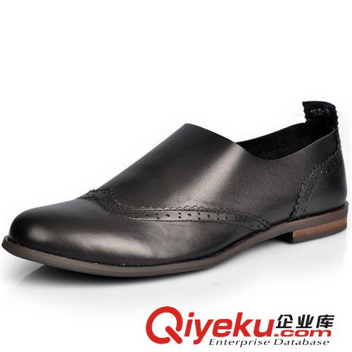 男鞋 批發(fā)廣州男鞋英倫時(shí)尚布洛克皮鞋真皮套腳懶人鞋韓版休閑鞋男單鞋原始圖片2