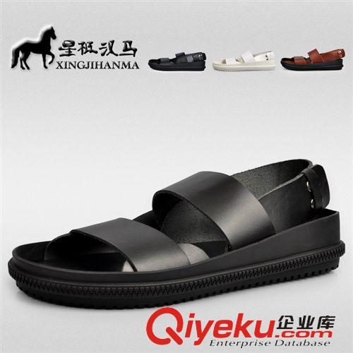 涼鞋/拖鞋 廣州涼鞋批發牛皮英倫男士涼鞋男zp潮流羅馬鞋沙灘鞋子微信代理原始圖片2