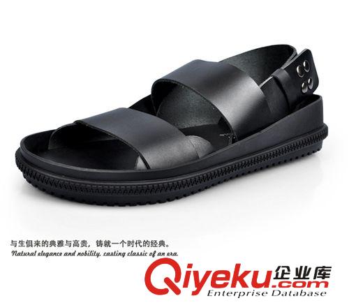 涼鞋/拖鞋 批發(fā)zp涼鞋牛皮英倫男士涼鞋男潮流羅馬鞋沙灘鞋子微信代理原始圖片2