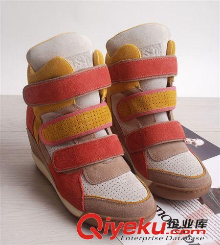 本店主打產(chǎn)品 2013年流行新款 魔術(shù)貼高跟坡跟女鞋 內(nèi)增高休閑鞋 保暖高幫鞋原始圖片2
