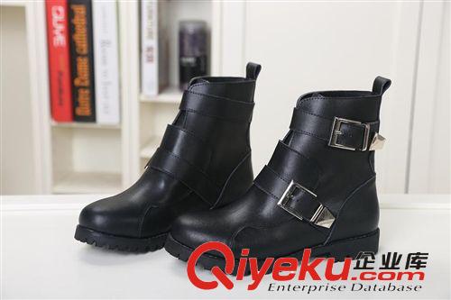 沖鉆產(chǎn)品 歐洲站2014新款短靴真皮平低休閑皮帶扣舒服女秋靴廠家直銷原始圖片2