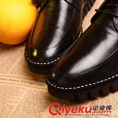 男 鞋 2013秋冬新款潮zp男鞋牛皮厚底系帶男款中幫商務鞋一件代發(fā)原始圖片2