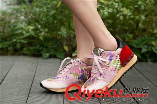 歐美dp女單鞋 歐洲站華倫家2014新款zp透氣鉚釘平底迷彩系帶休閑情侶運(yùn)動女鞋原始圖片2