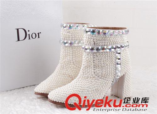 歐美dp女單鞋 批發gd2014新款zp女鞋奢華dp尖頭高跟珍珠OL性感女單鞋短靴原始圖片3